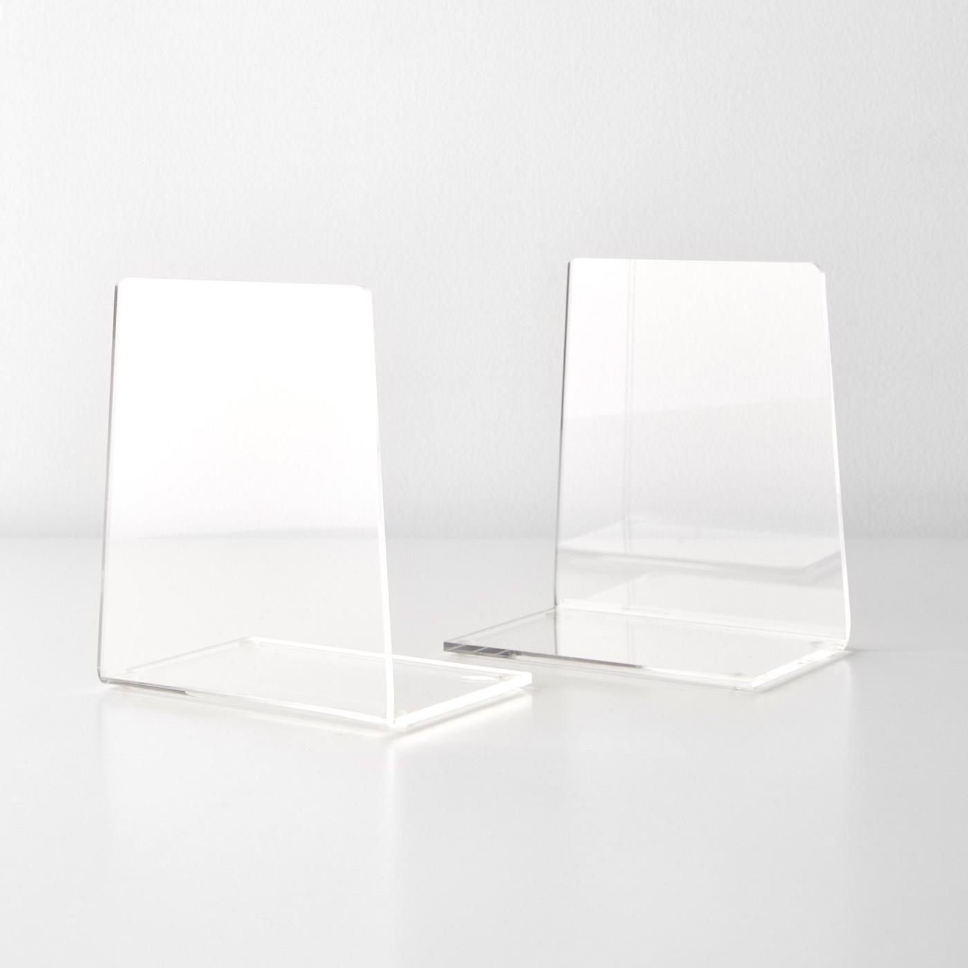 Ultimate Office Crystal Clear Acrylic Bookends Shelving or in cabinets. Perfect for use on desktops Set of 2 