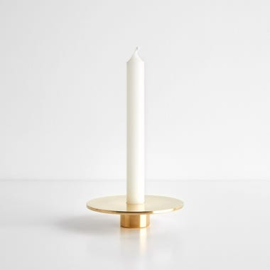 Eclipse Brushed Brass Small Taper Candleholder 