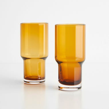 LSA International Utility Amber Highball Glasses Set of 2