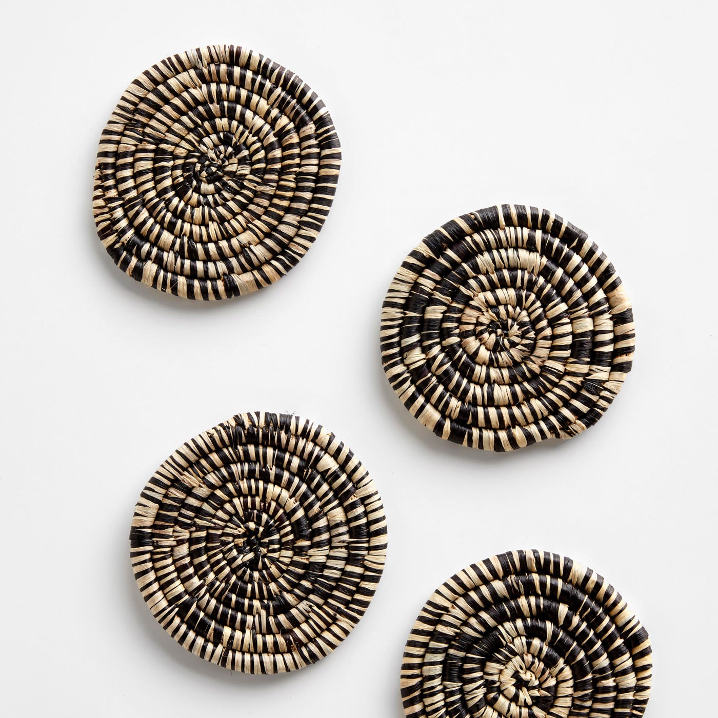 Heathered Black And Natural Coasters Set of 4