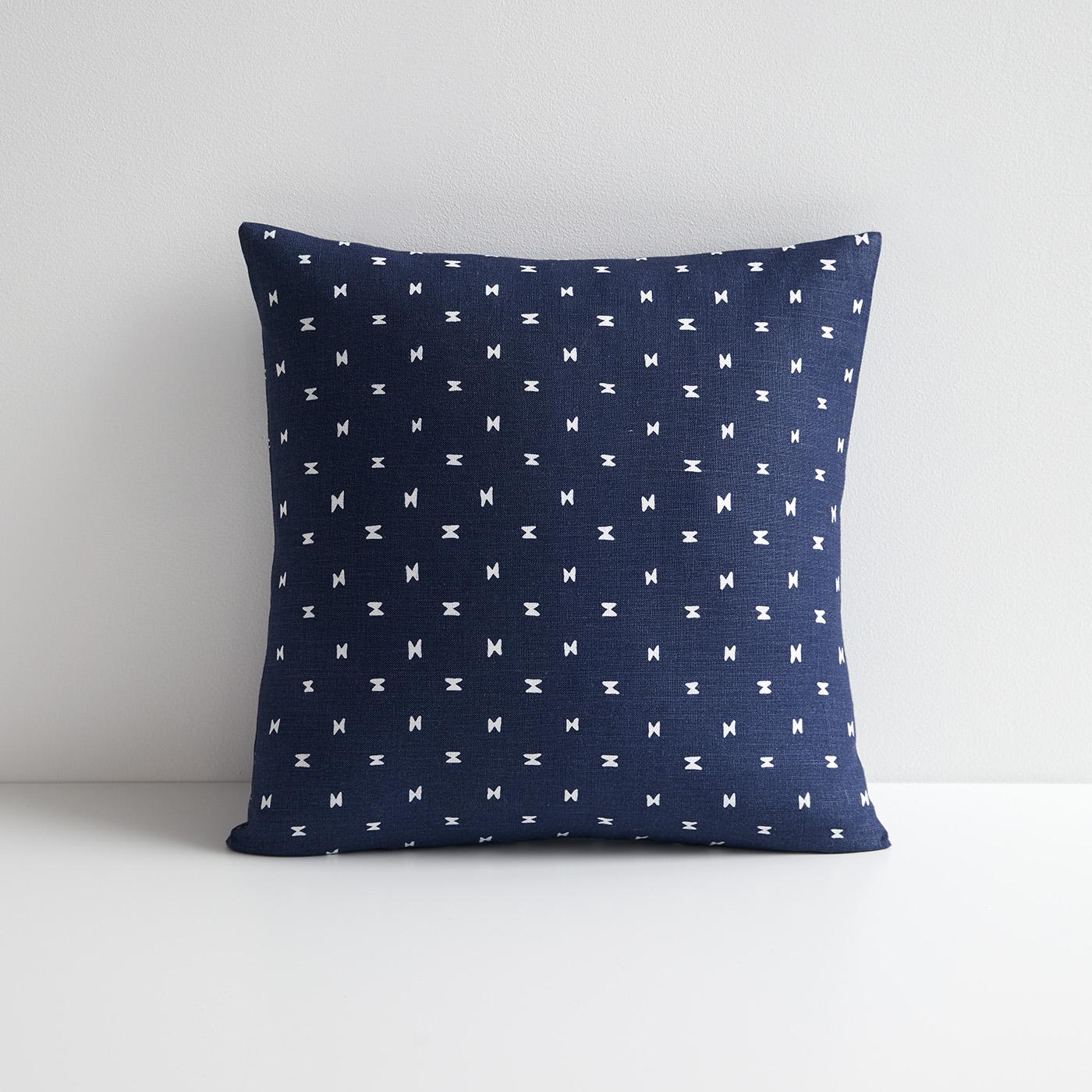 Sashi Geo Indigo Linen Throw Pillow Cover 17 x 17 Unison