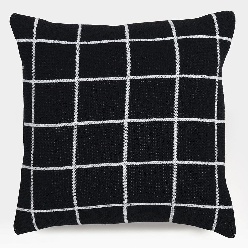 Grid Black Knit Throw Pillow Cover 18 x 18 Unison