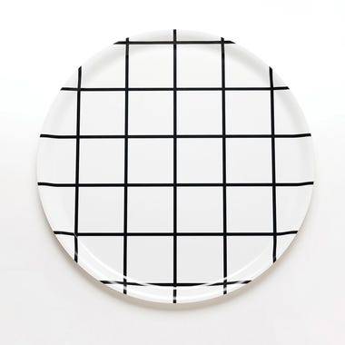 Grid Black Round Tray