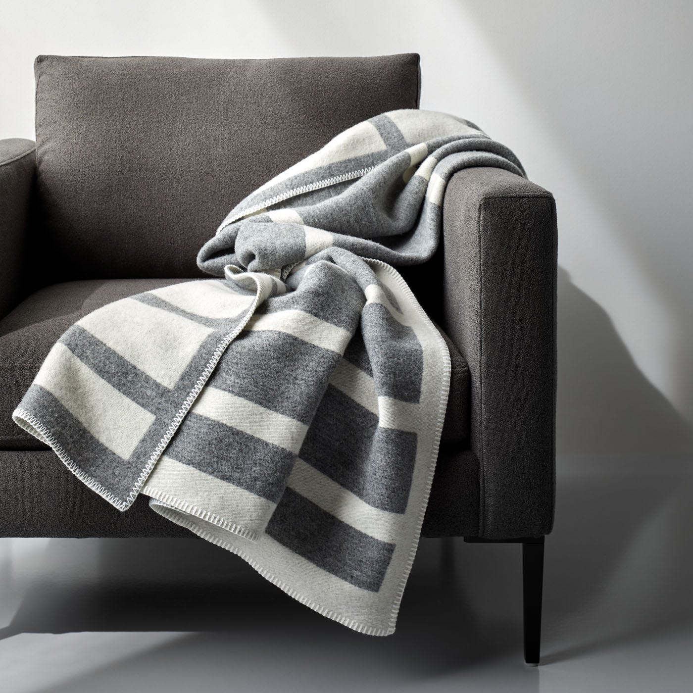 Grey and white striped throw blanket online